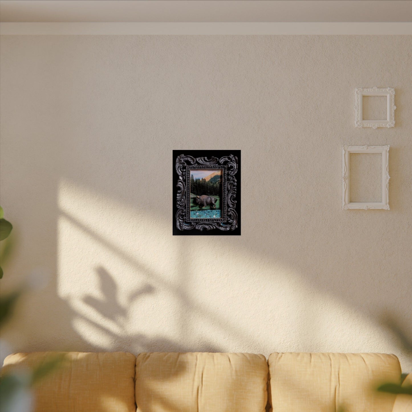 Tiny Bison in an ornate frame