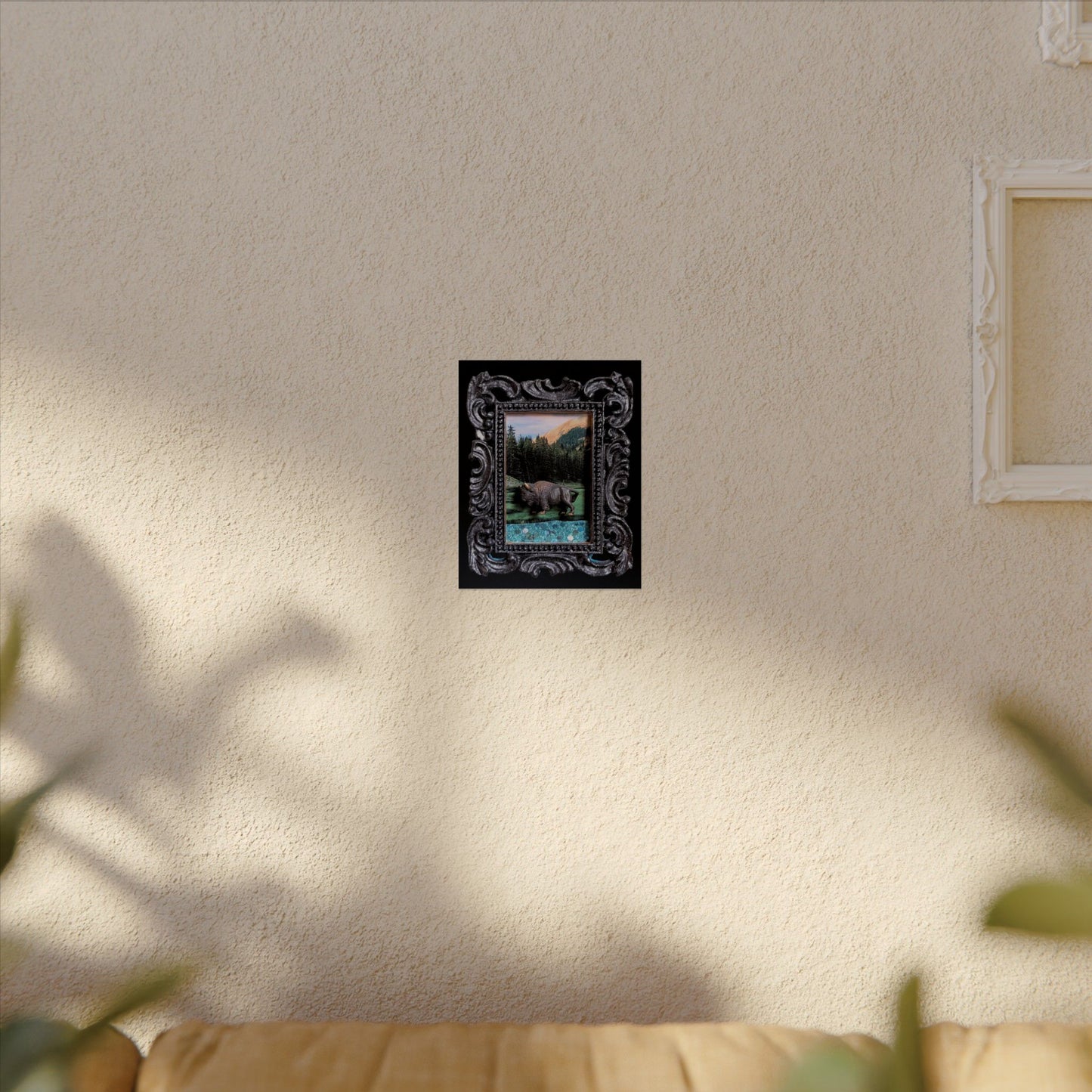 Tiny Bison in an ornate frame