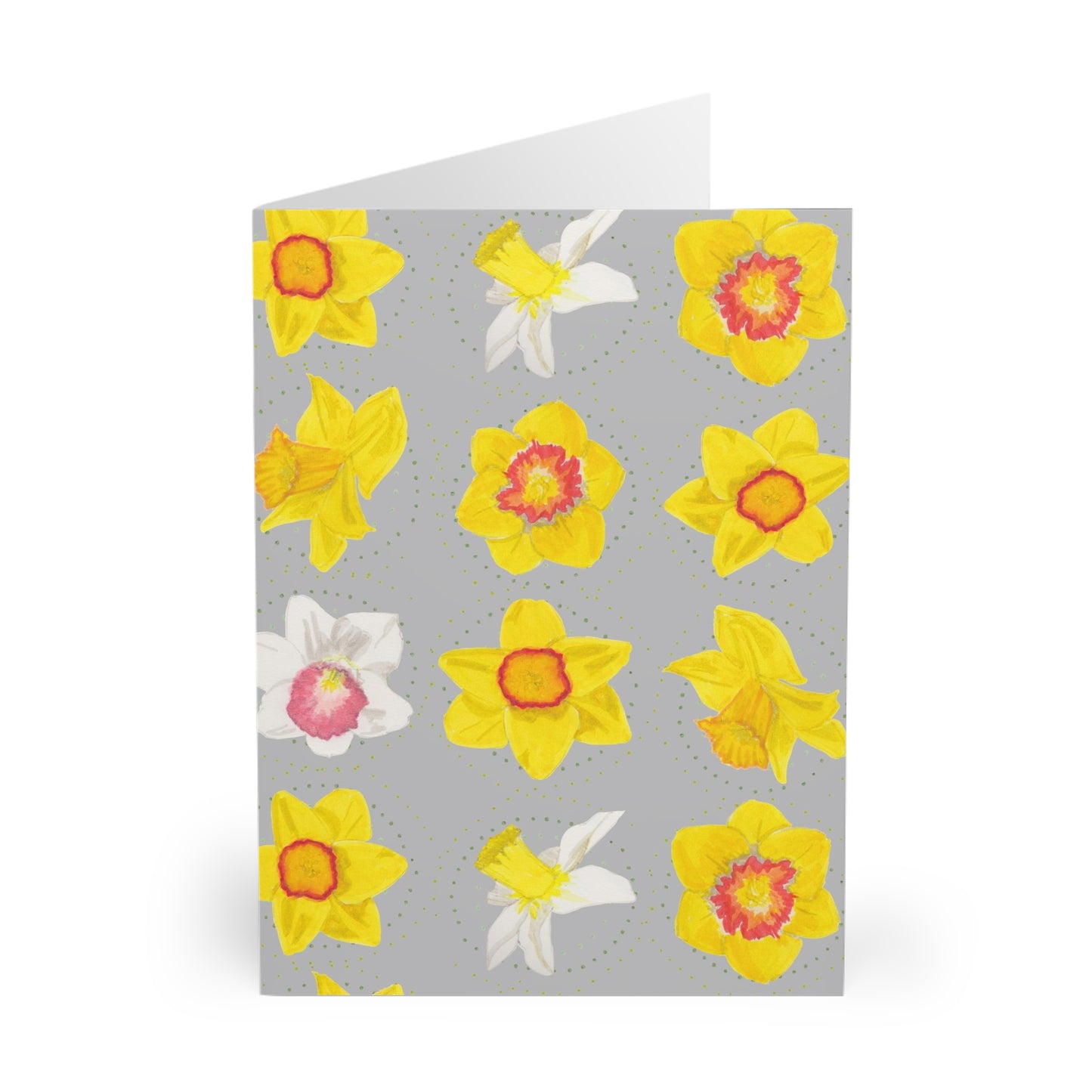 Daffodils on Grey Large Greeting Cards (5 Pack)