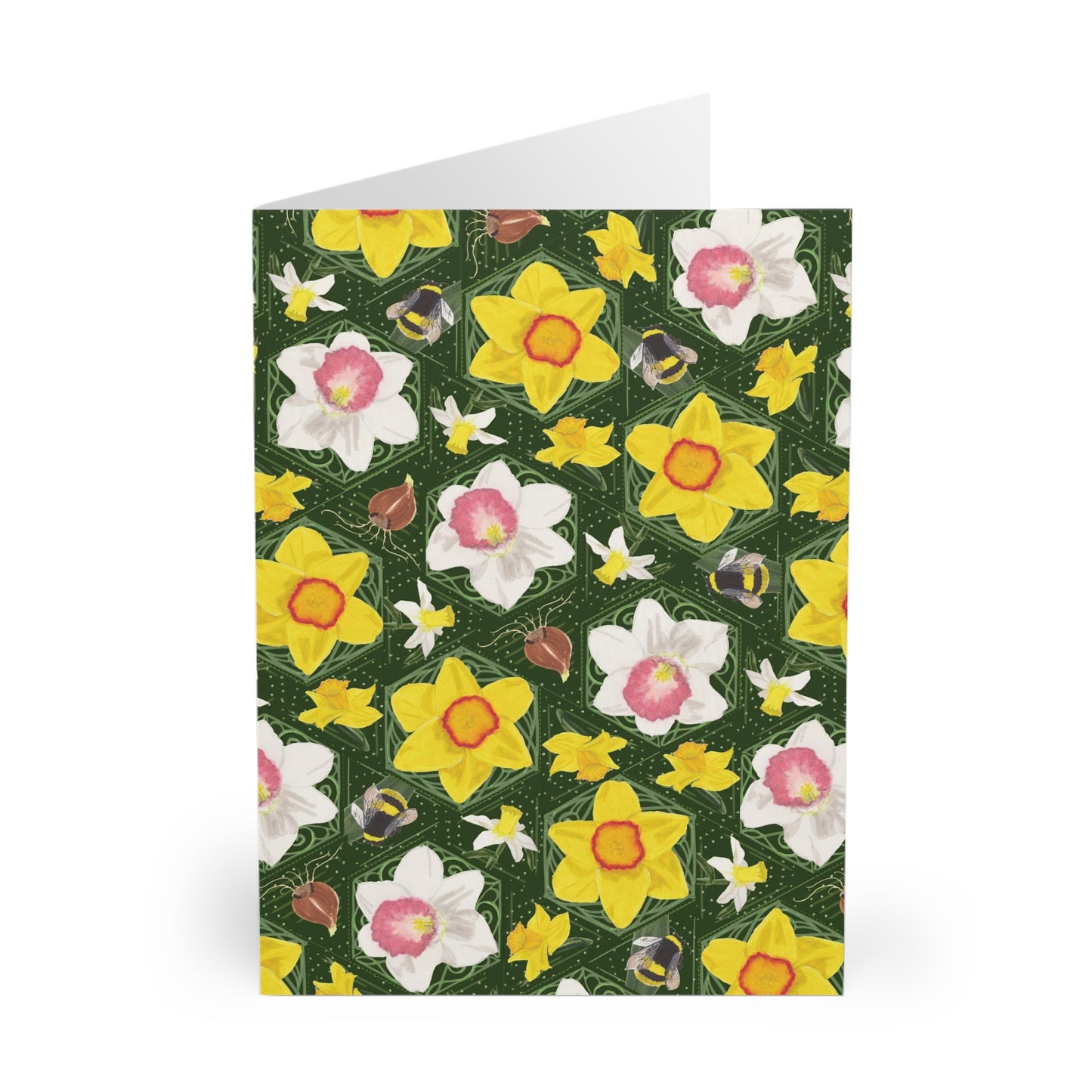 Art Deco Daffodil Hex Greeting Cards (5 Pack)