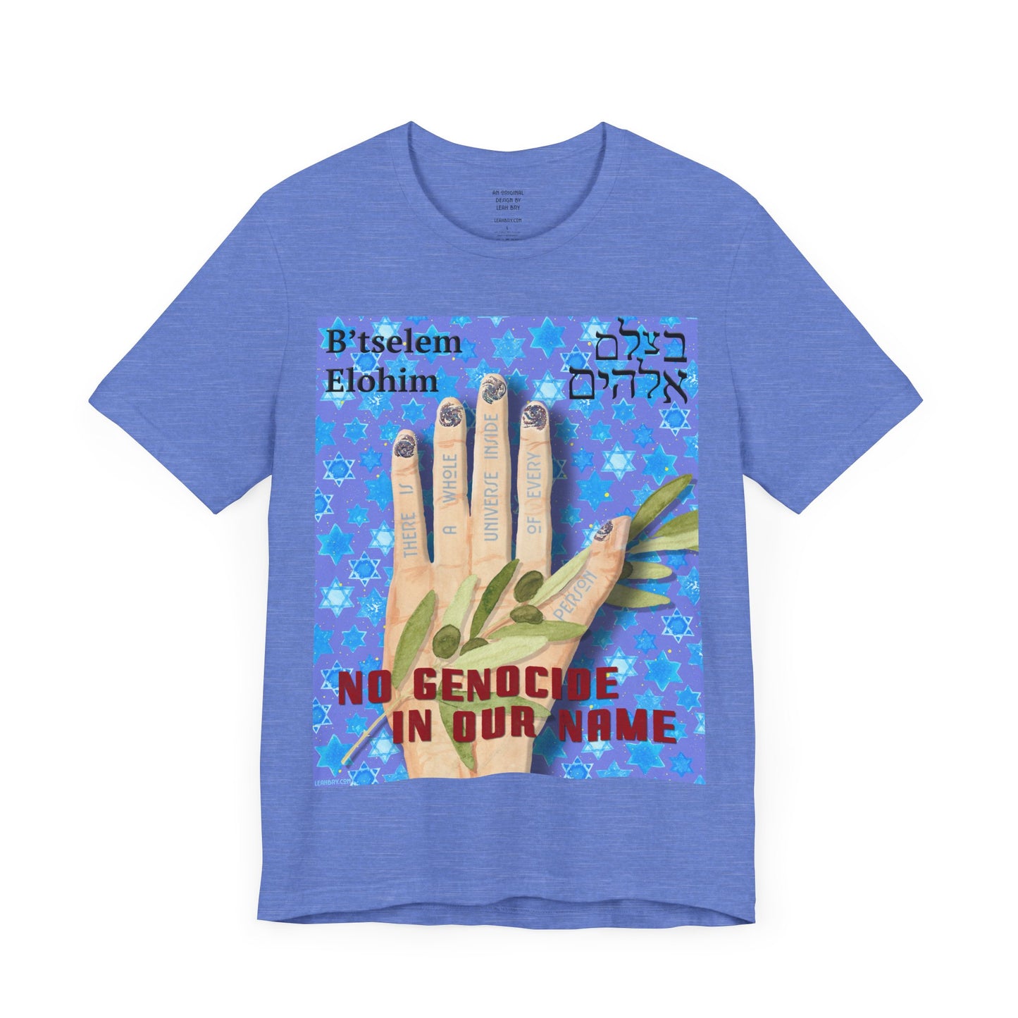 B'tselem Elohim NO GENOCIDE IN OUR NAME t-shirt