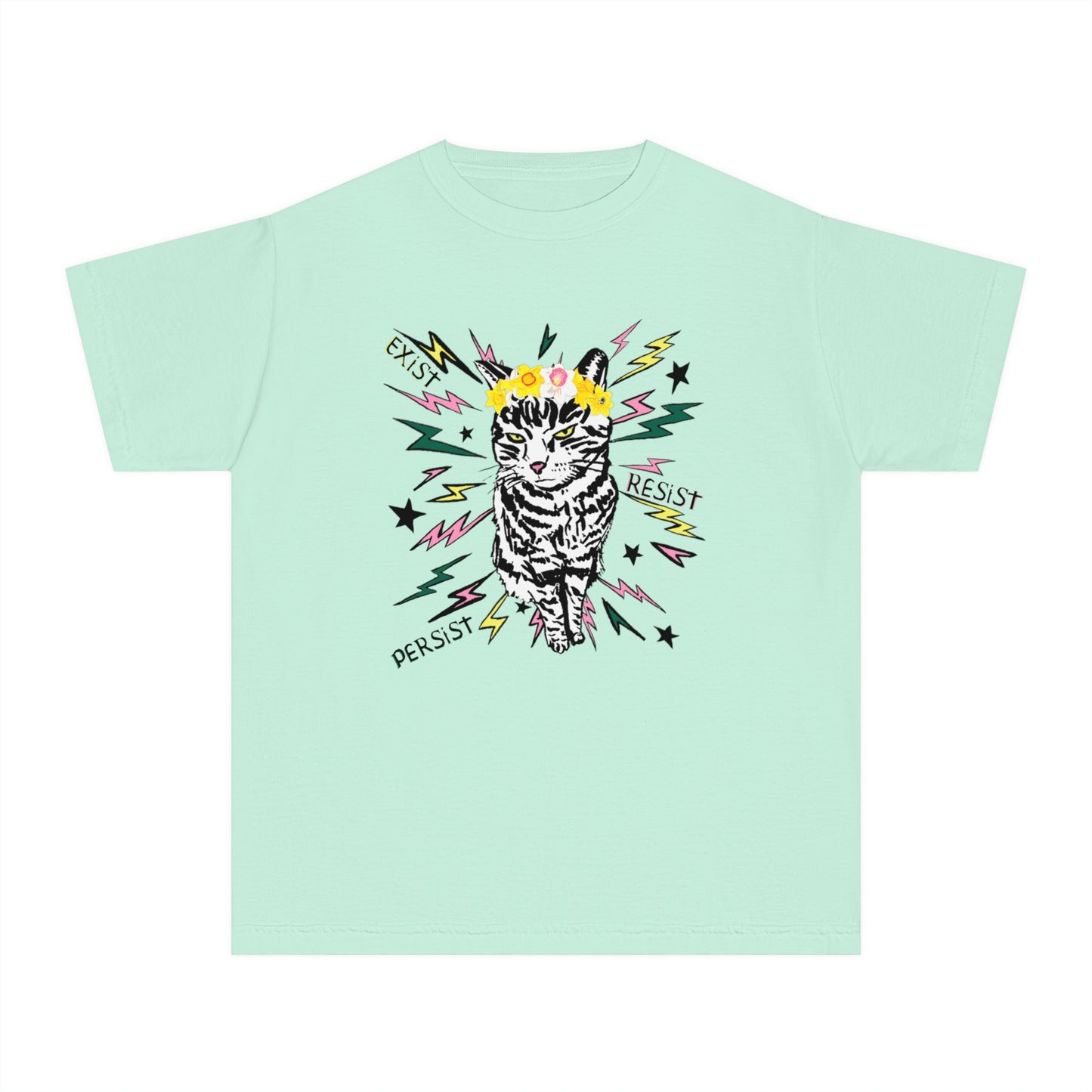 Punk Rock Pussycat says Exist Resist Persist (Kids T-Shirt)