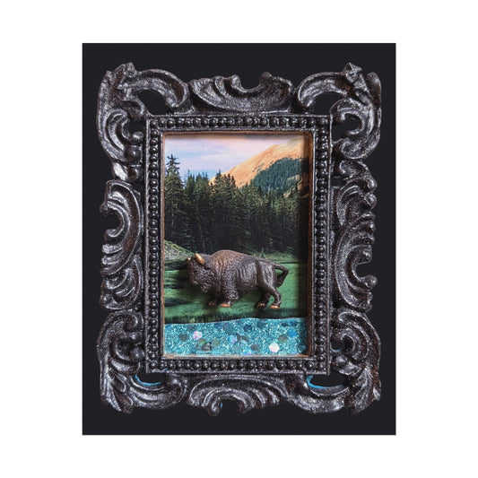 Tiny Bison in an ornate frame